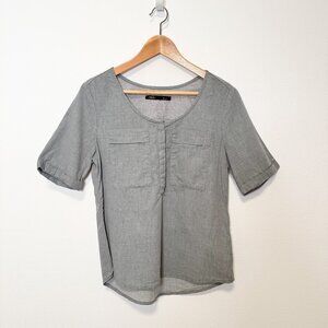 Nau Organic Cotton & Tencel Blend Light Gray Short Sleeve Top Size XS